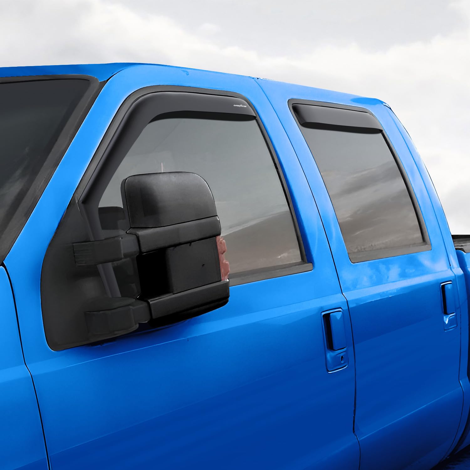 Goodyear Shatterproof In-Channel Window Deflectors For Ford F250 To F550 Super Duty 1999-2016 Supercrew, Rain Guards, Window Vis