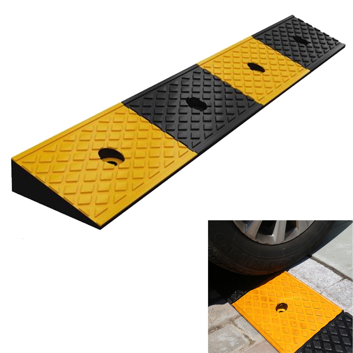 Nisorpa 2'' Rubber Curb Ramps Heavy Duty Driveway Curb Ramps Loading Rubber Curb Ramp Threshold Ramp For Car Vehicle Suv Truck M