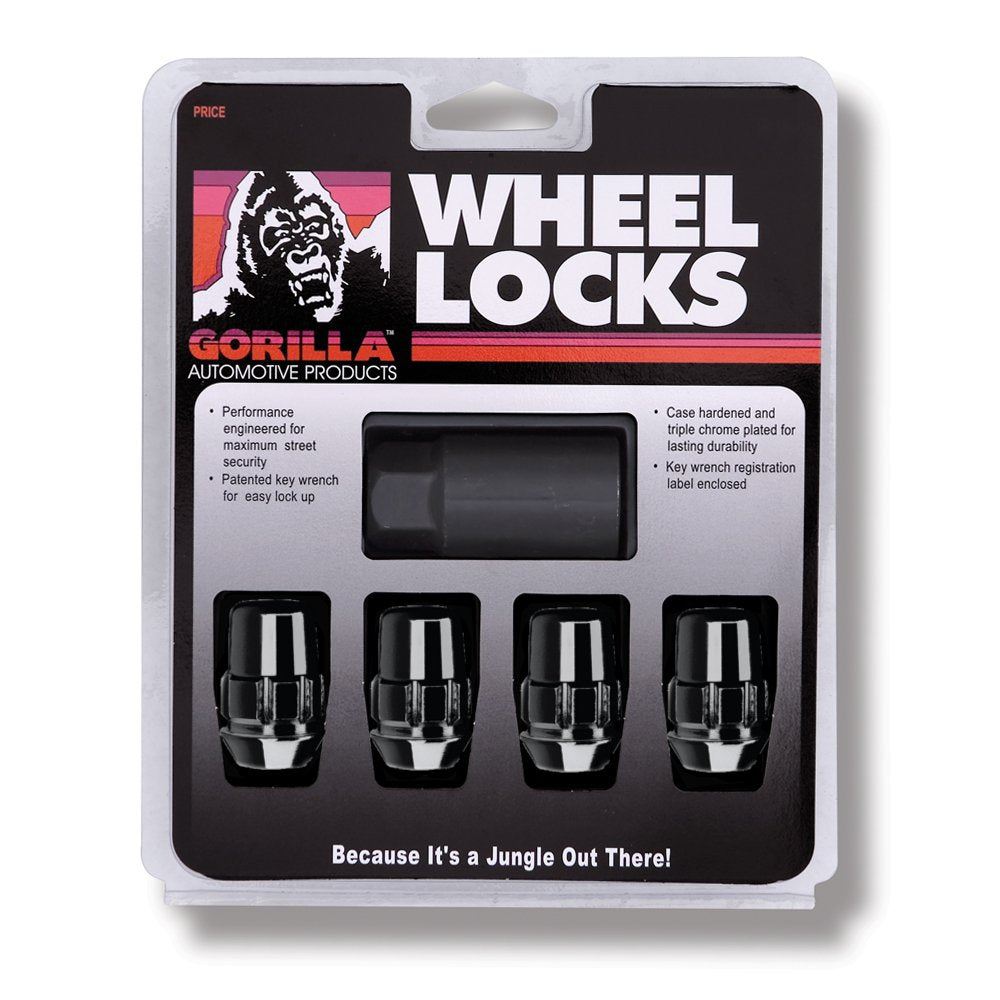Gorilla Automotive 71621Nbc Acorn Black Chrome Wheel Locks (12Mm X 1.25 Thread Size) - Pack Of 4