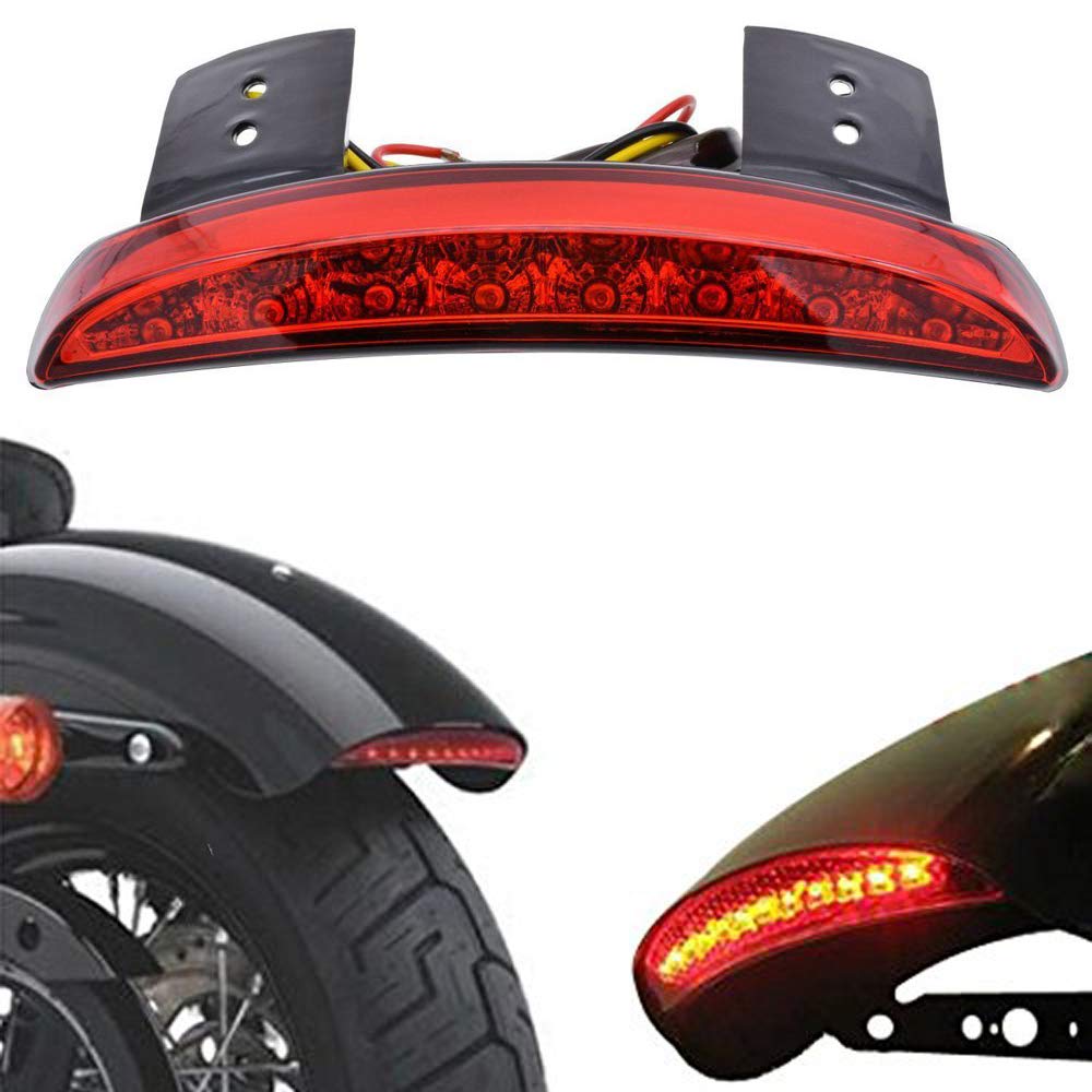 Ankia Motorcycle Chopped Rear Fender Edge Led Brake License Plate Tail Light Stop Running Light Turn Signal Lamp For Harley Sportster Xl883N 1200N Xl1200V Xl1200X (Red)