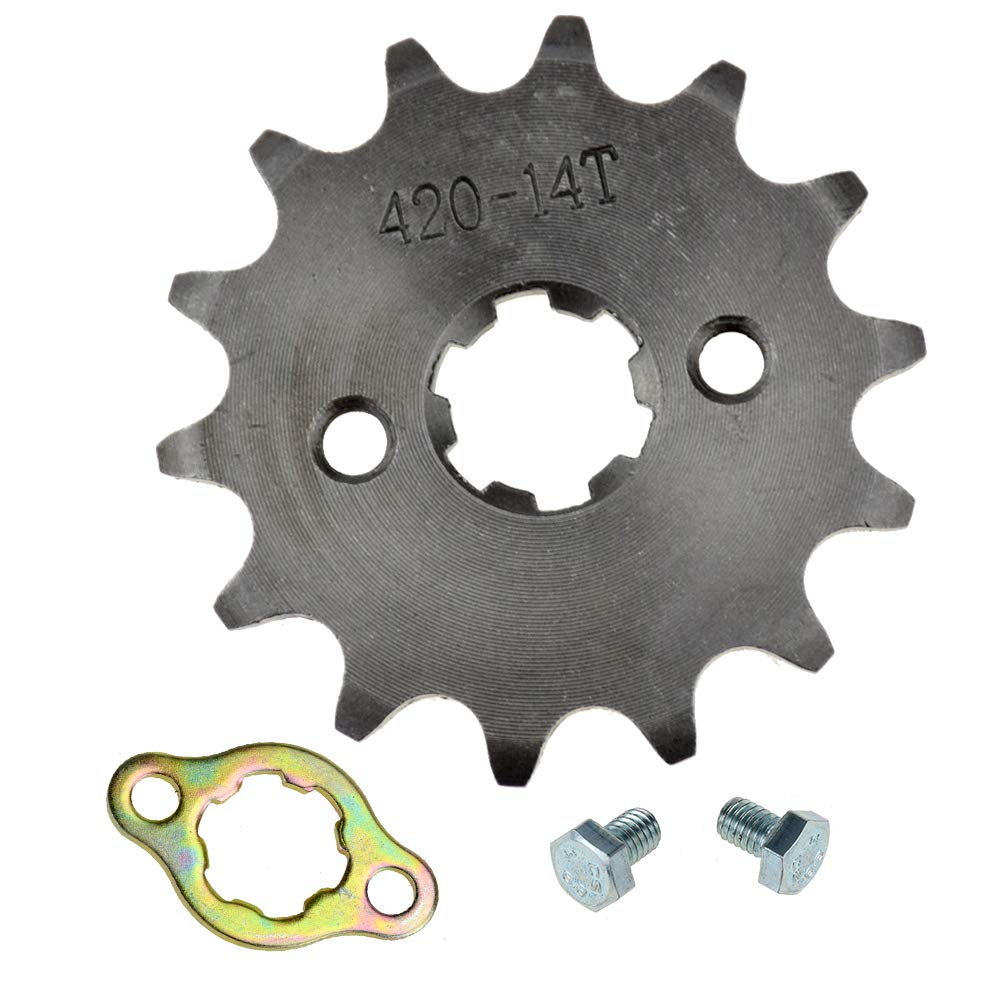 Hiaors 420 14T 17Mm Motorcycle Front Engine Sprocket For 50Cc 70Cc 110Cc 125Cc 140Cc 160Cc Z50 Ct70 Speed Mini Bike Taotao Roketa Coolster Sunl Lifan Chinese Atv Quad Dirt Bike
