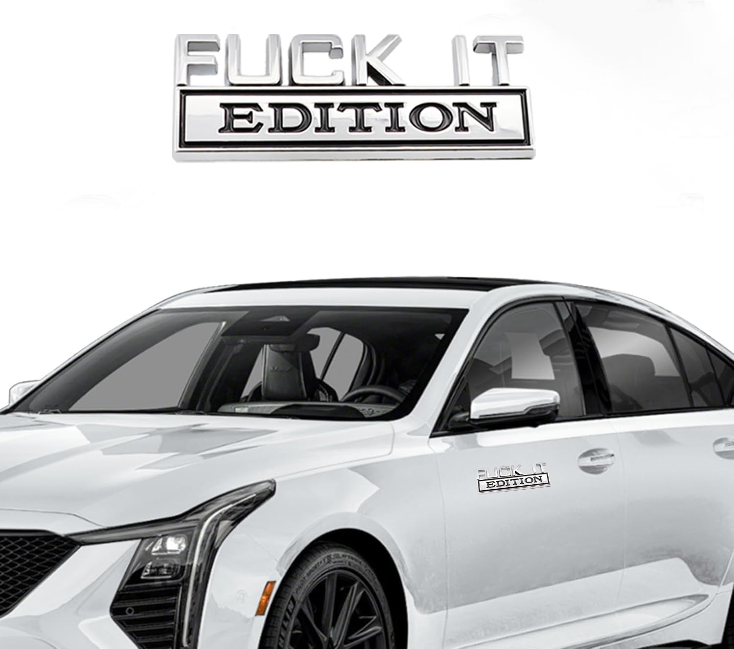 Carrun 2 Pcs Fuck It Edition Emblem Car Side Rear Front Hood Trunk Door Badge 3D Decal Sticker Fit For F 150 F250 F350 Silverdo