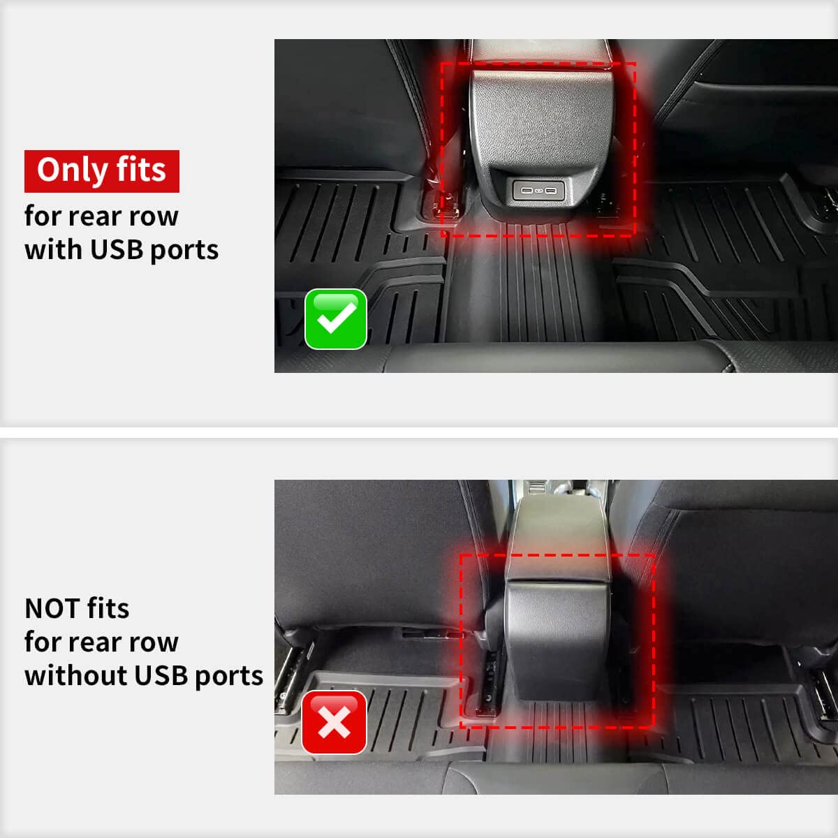 Lasfit Floor Mats And Trunk Mat For Honda Civic Sedan 2022-2025 Rear With Usb Ports (Not For Hatchback & 2025 Hybrid), Tpe All W