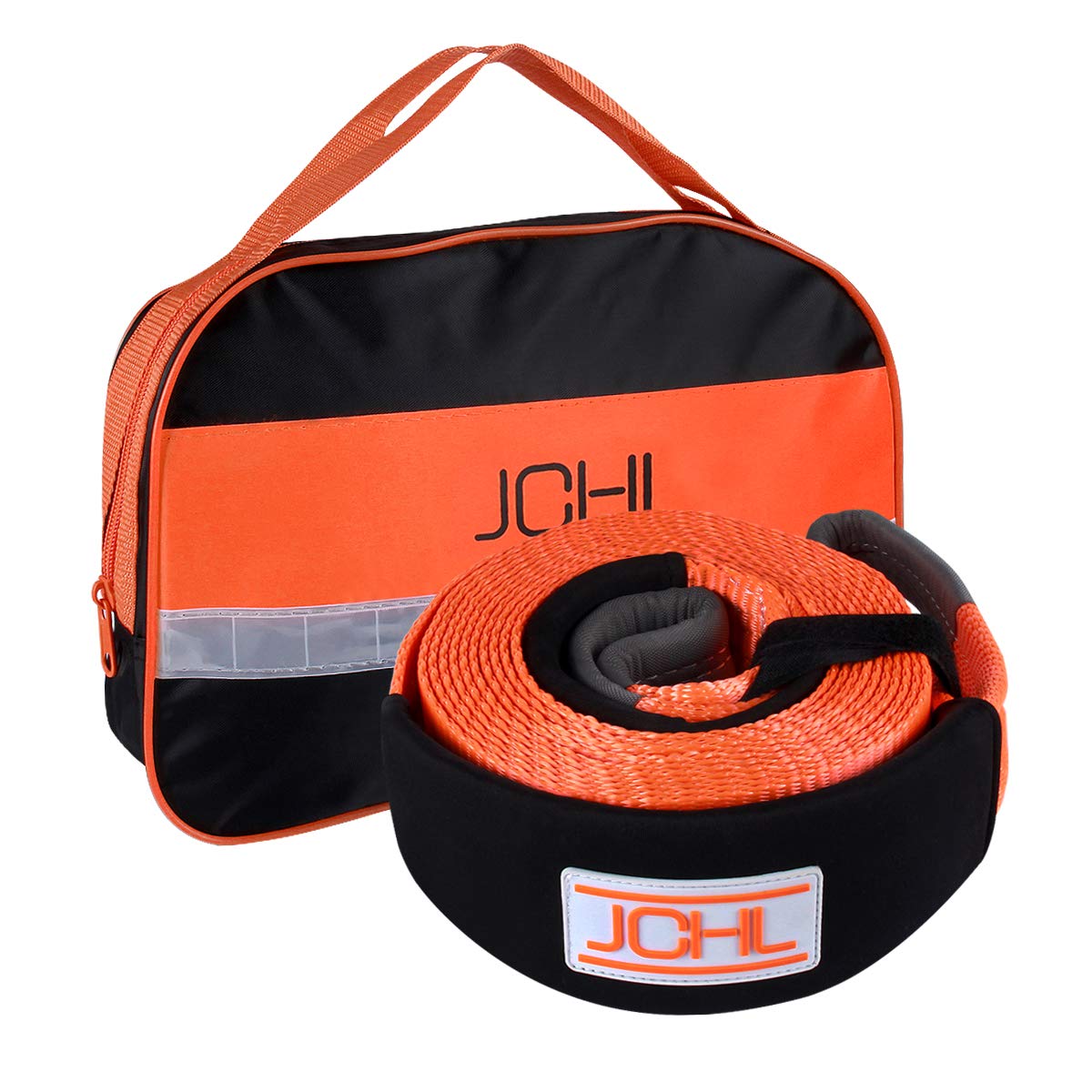 Jchl Recovery Tow Strap Heavy Duty Polyester Recovery Strap 3'' X20Ft 35000Lbs (18Ton) Rated Capacity Off Road Towing Rope, Rein