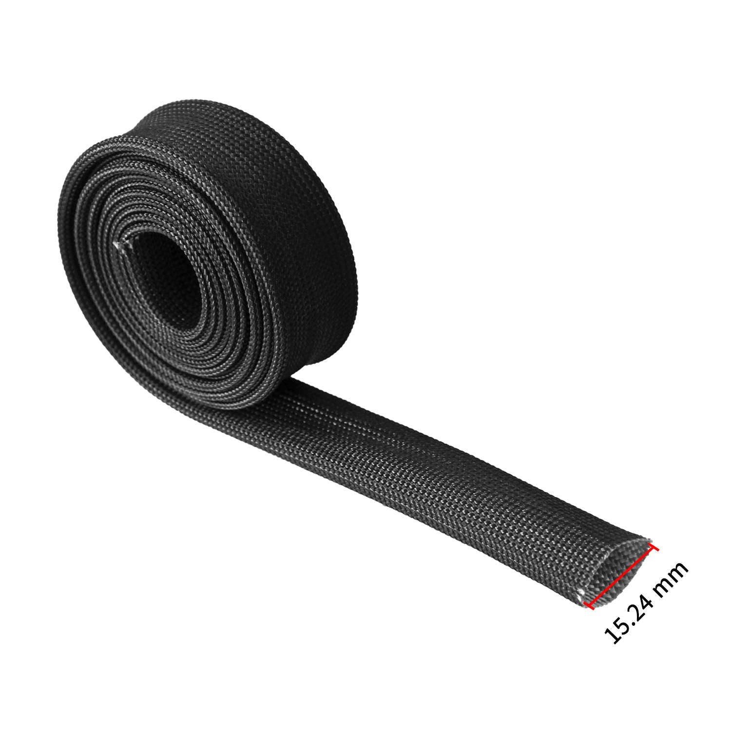 Zhubang Heat Hose Fiberglass Wrap Shield Sleeve 2 Pcs 10Ft-13Mm(1/2) Wire Fuel Line Heat Shield Roll High Temp Black Colour Adjustable For Car Wire Loom Cable Heat Shield Brake Line Cable Heat Shield