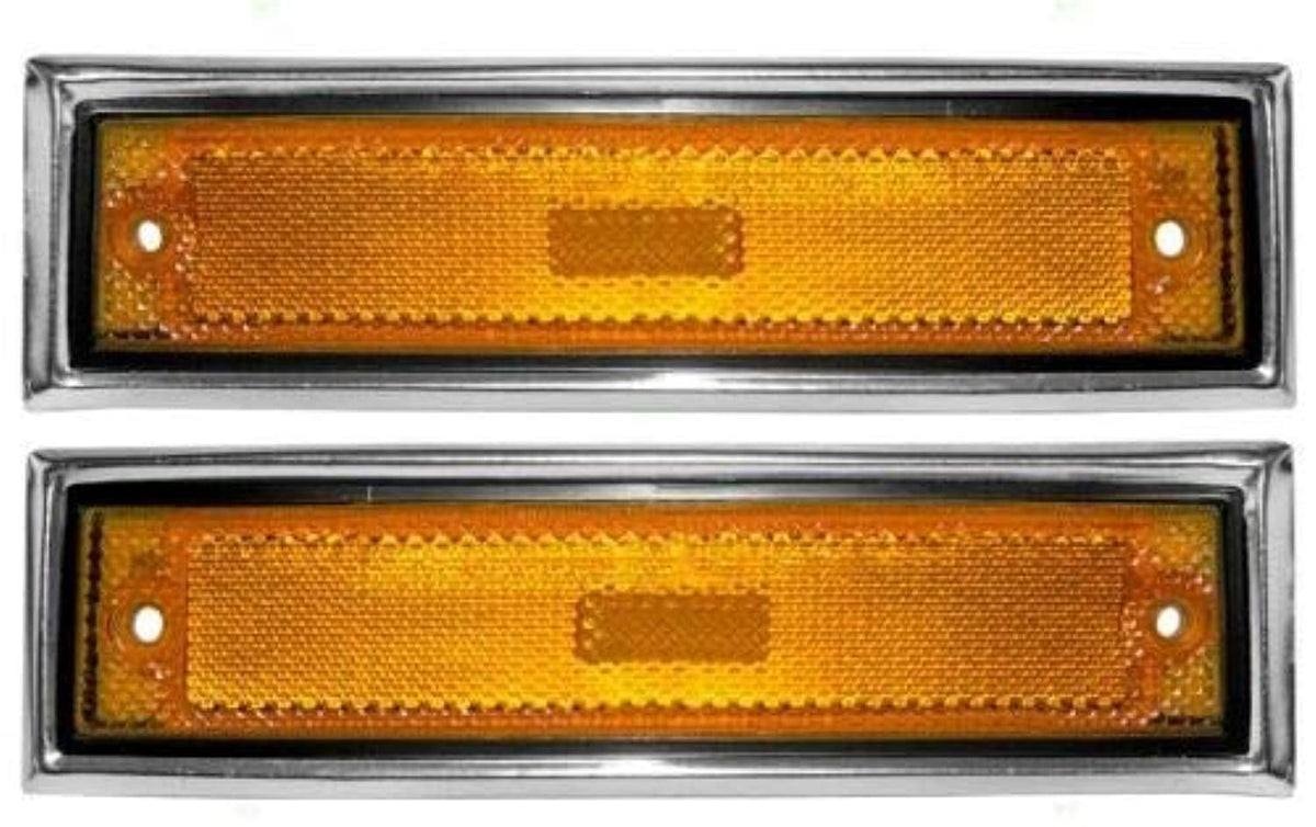 Parts N Go 1978-1987 Ck Pickup Suburban Fender Marker Light With Chrome Trim Front Driver & Passenger Side Left Right Hand - 915