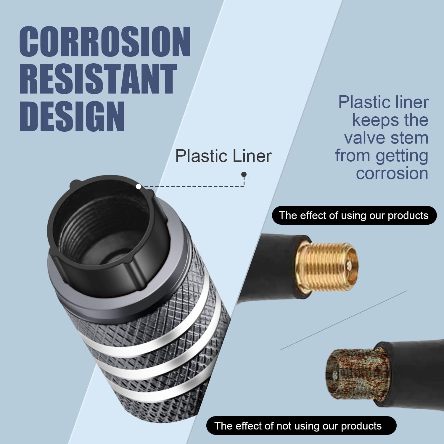 Tire Valve Stem Caps Cover - (5 Pack) Tire Air Cap N2 Nitrogen Metal With Plastic Liner Corrosion Resistant Leak-Proof For Car T