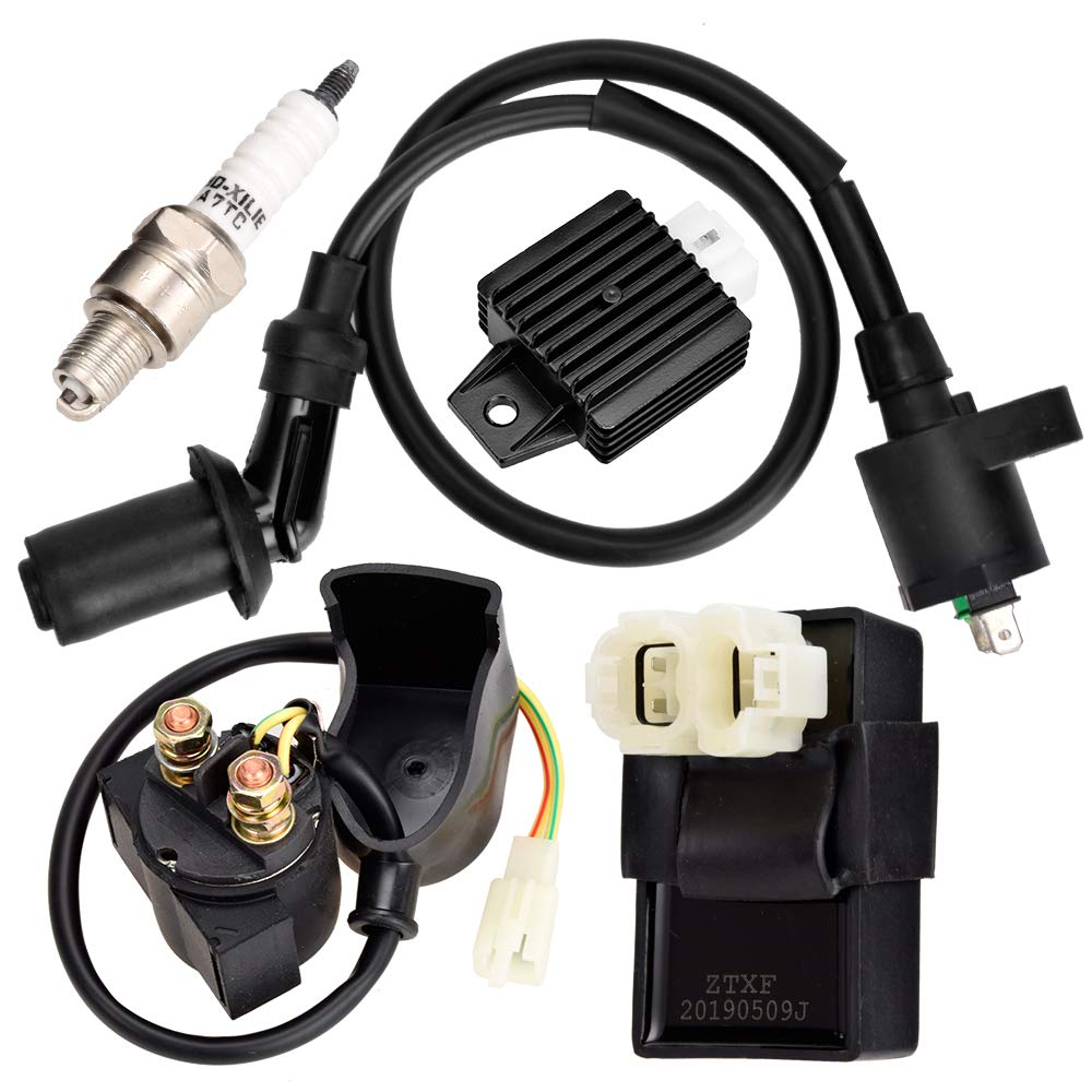 Hiaors Gy6 Ignition Coil Ac Cdi Box Solenoid Relay Voltage Regulator Spark Plug For Tomberlin Crossfire 150R American Sportworks 150 Gts 150Cc Go Karts Gy6 150Cc Engine Scooter Moped Part