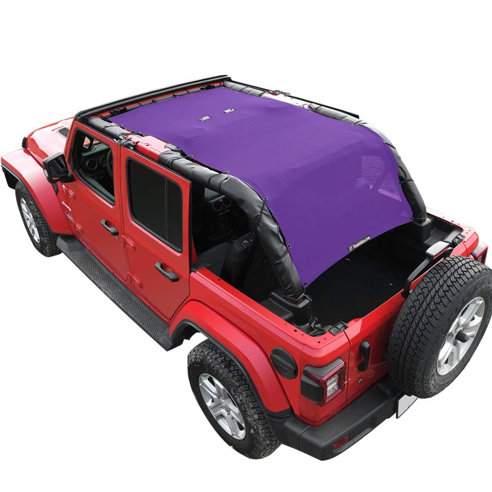 Shadeidea Sunshade Top For Jeep Wrangler Jl Unlimited 4 Door Jlu Sun Shade Top (2018-2023) Front+Rear+Trunk - Purple Mesh Screen