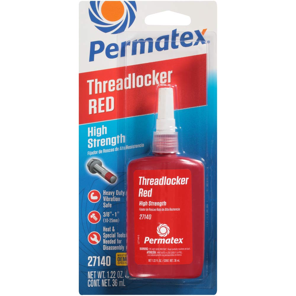 Permatex 27140-6Pk High Strength Threadlocker Red, 36 Ml (Pack Of 6)