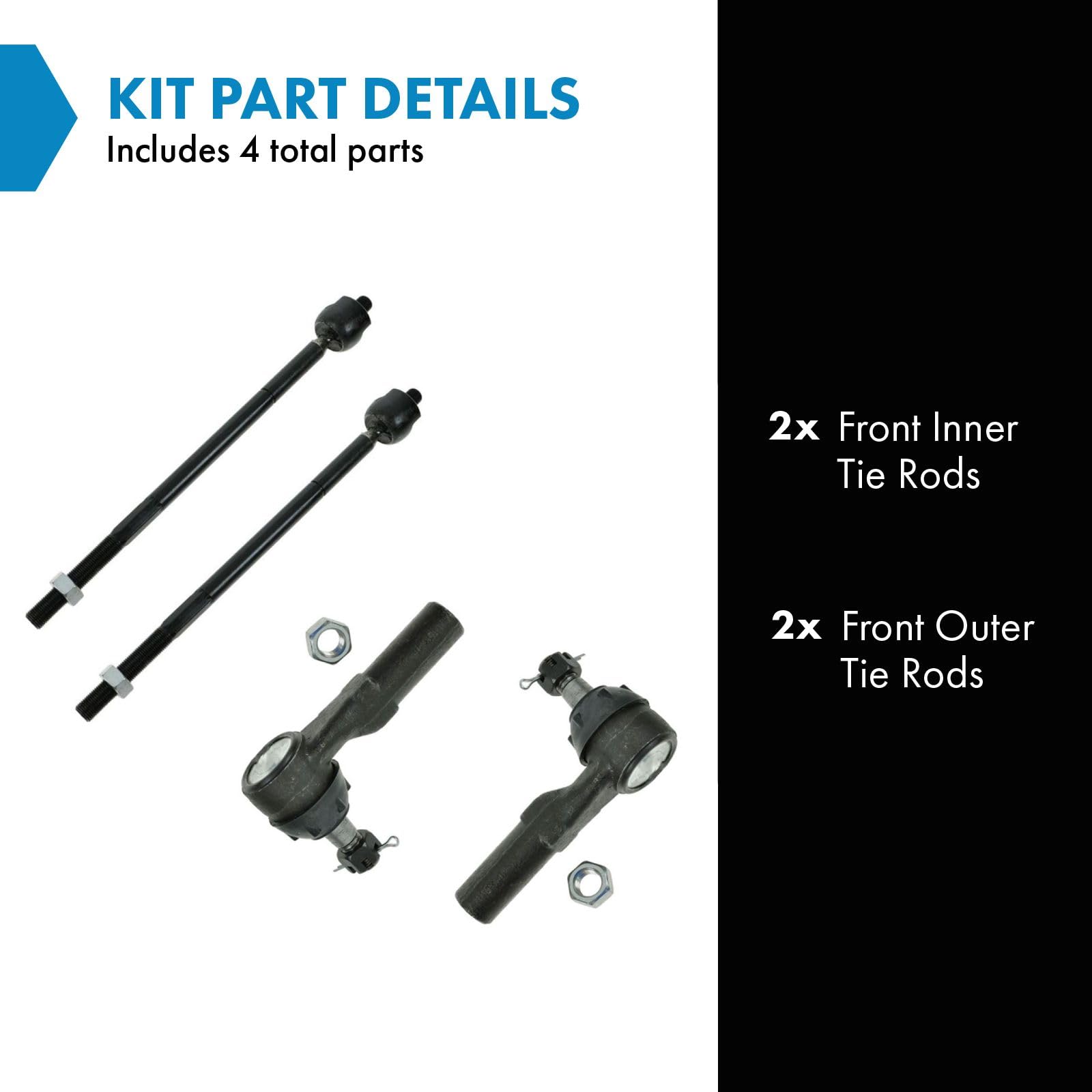 Trq Front Tie Rod Set Compatible With 1997-1999 Dodge Dakota 1999 Durango