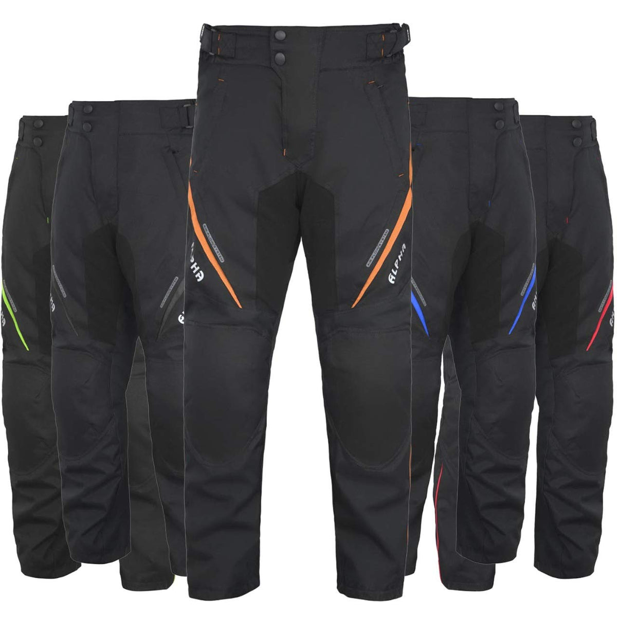 All Season Motorcycle Pants Men Motocross Offroad Overpants Touring Adventure Dual Enduro Waterproof CE Armor (Blue, Waist 30-
