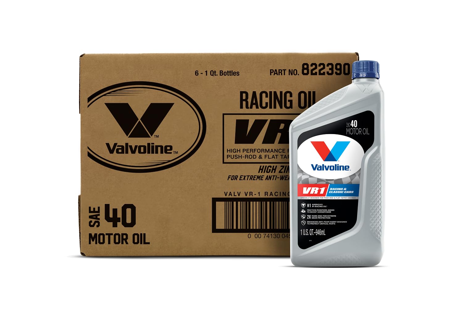 Valvoline Vr1 Racing Sae 40 Motor Oil 1 Qt, Case Of 6