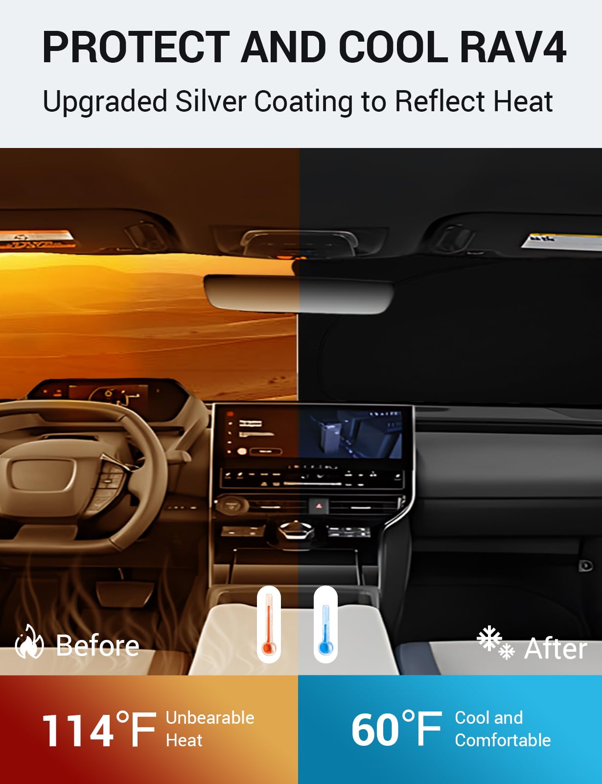 Proadsy 2025 Upgrade Windshield Sun Shade Custom Fit Subaru Solterra 2023-2025 Foldable Front Sunshade Protector Sun Visor Block