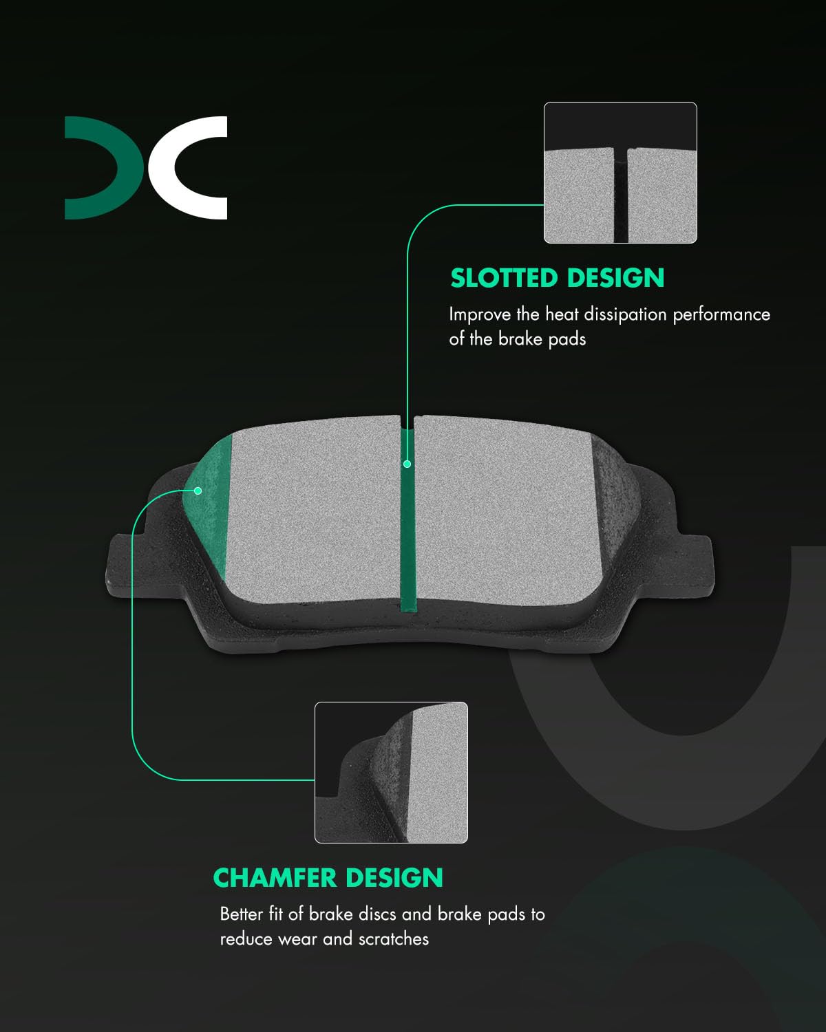 Scitoo Rear Disc Brake Pad Set 4Pcs W/Hardware Fit For Hyundai For Santa Fe 2017-2018,For Hyundai For Santa Fe Sport 2017-2018,F