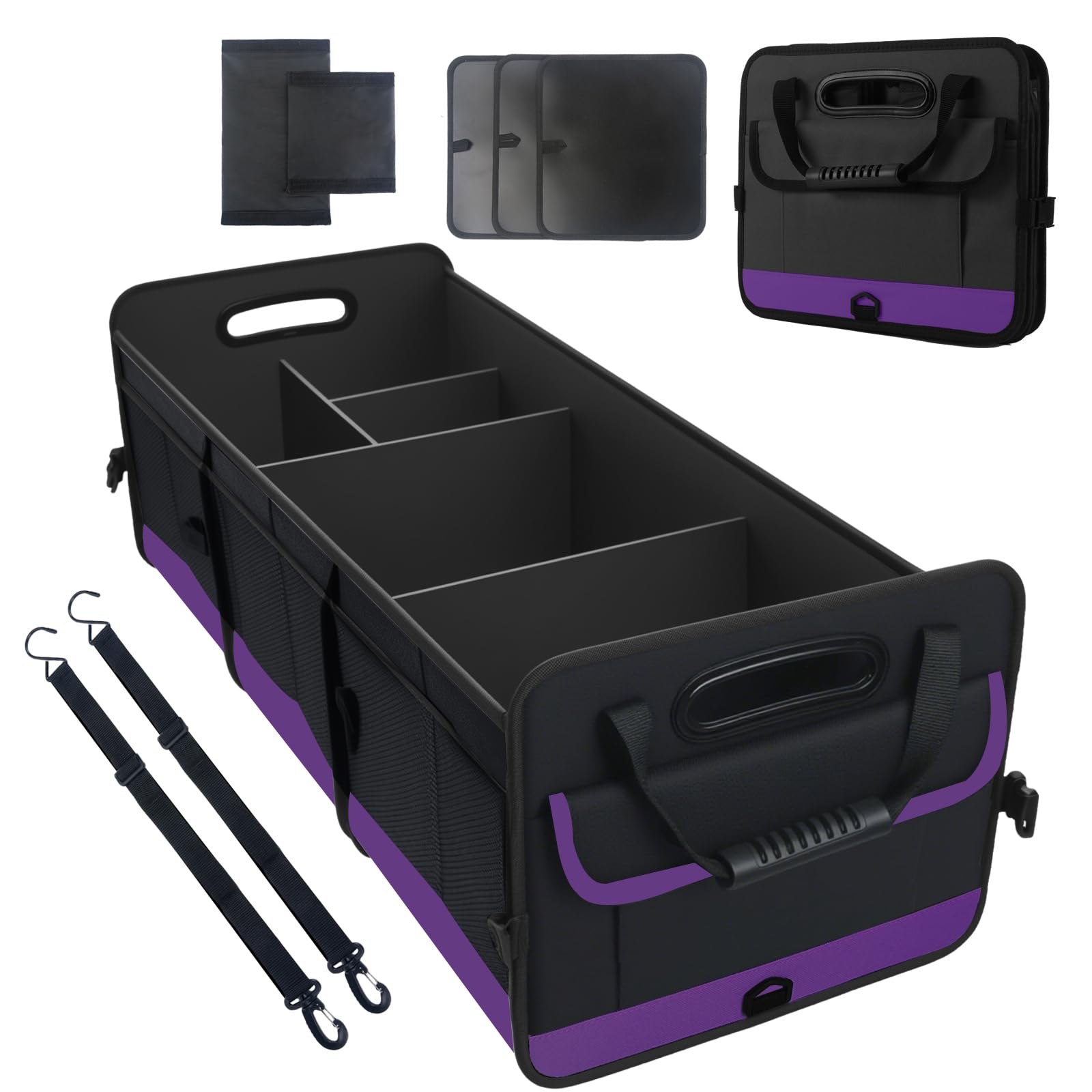 Trunk Organizer for Car, Sturdy Storage Organization with Non-Slip Bottom Strips, 95L Large Capacity Cargo Organizer for Suv, Tr