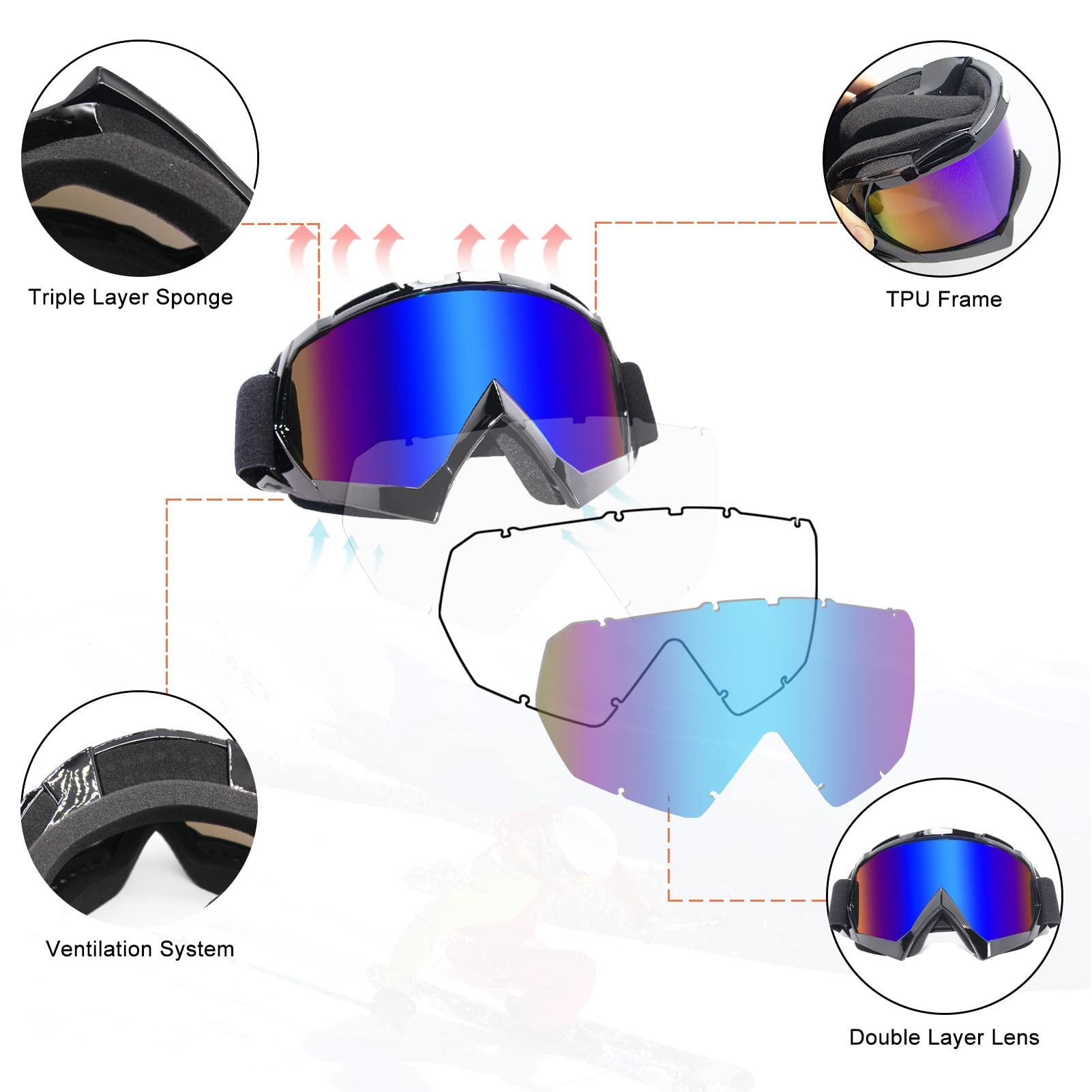 Youth Dirt Bike Goggles Mx Goggles For Adults Atv Goggles Kid Motocross Goggles Motorcycle Goggles Riding Racing Goggles