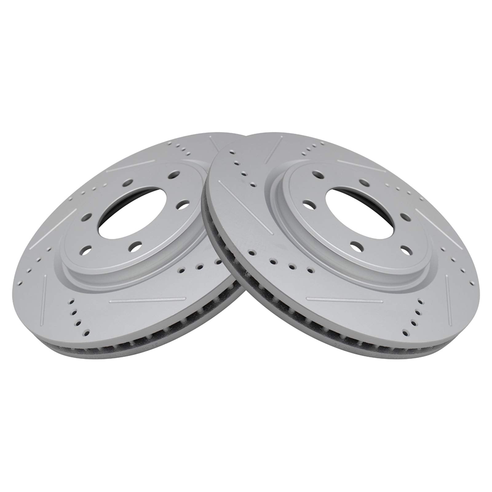 Trq Front Performance Brake Rotors Set Premium G-Coated Cross Drilled & Slotted Compatible With 2008-2013 Infiniti Qx56 2014-202