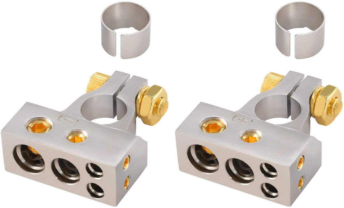 Installgear 2,4,8 Or 10 Gauge Battery Terminals W/Shims - Positive, Negative - Car Battery Terminal, Battery Pack, Heavy Duty Ba