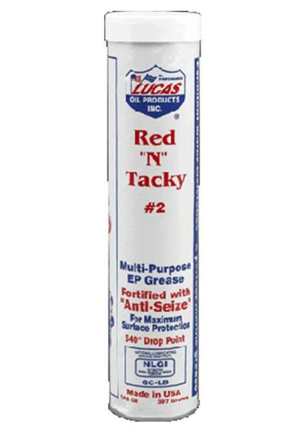 Lucas 10005-30 red n tacky #2 grease 14.5oz cartridge (10005-30)