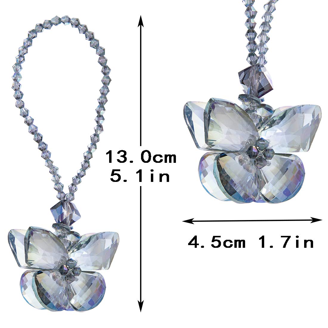 H&D Hyaline & Dora Crystal Glass Butterfly Car Key Charm Mirror Hanging Ornaments Gift (Butterfly-1)