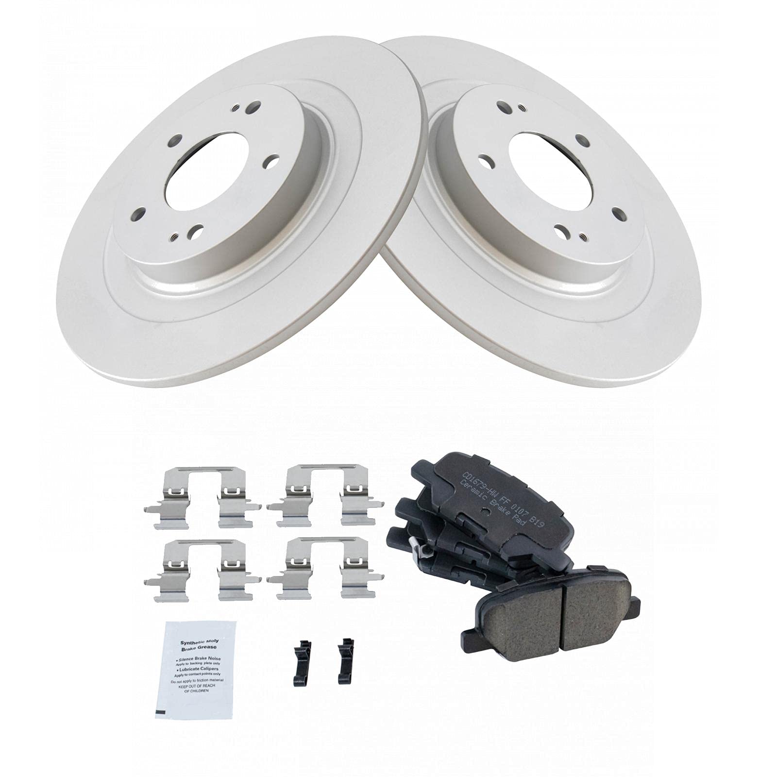 Trq Rear Brake Pad & Rotor Kit Brake Pads Brake Rotor Ceramic Premium G-Coated Compatible With 2014-2019 Mitsubishi Outlander 20
