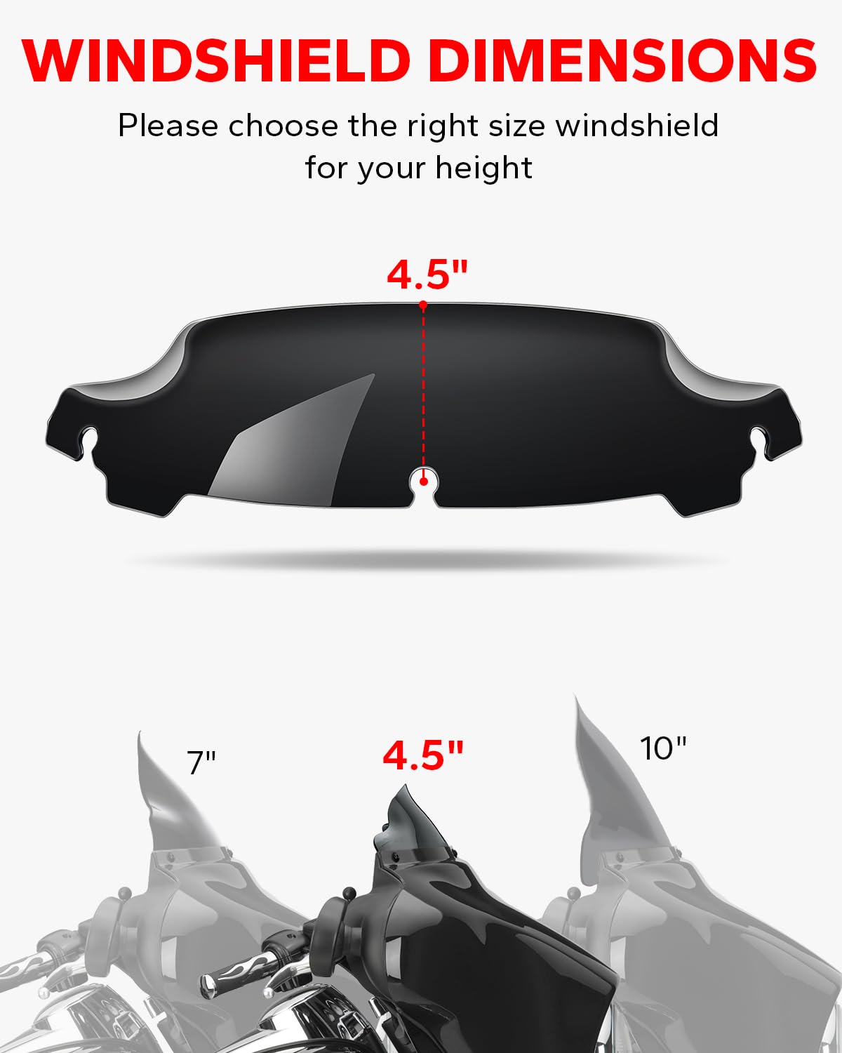 Amazicha Black 4.5 Wave Windshield Windscreen Compatible For Harley Davidson Touring Electra Glide Street Glide 2014 2015 2016 2017 2018 2019 2020 2021 2022 2023 2024