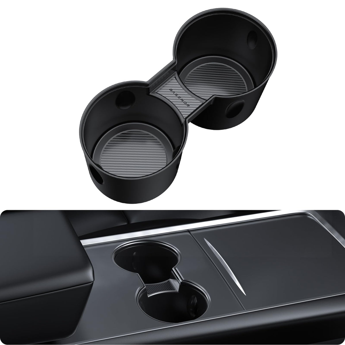 Basenor 2024 2025 Tesla Model 3 Cup Holder Insert Mat For New Tesla Model Y 2025 20226 Refresh (Juniper) Tpe Center Console Mat