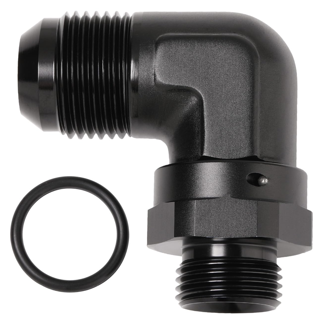 Podavelle 12An Male Flare To 10An -10 Orb O-Ring Boss 90 Degree Swivel Fitting Adapter Aluminum Black