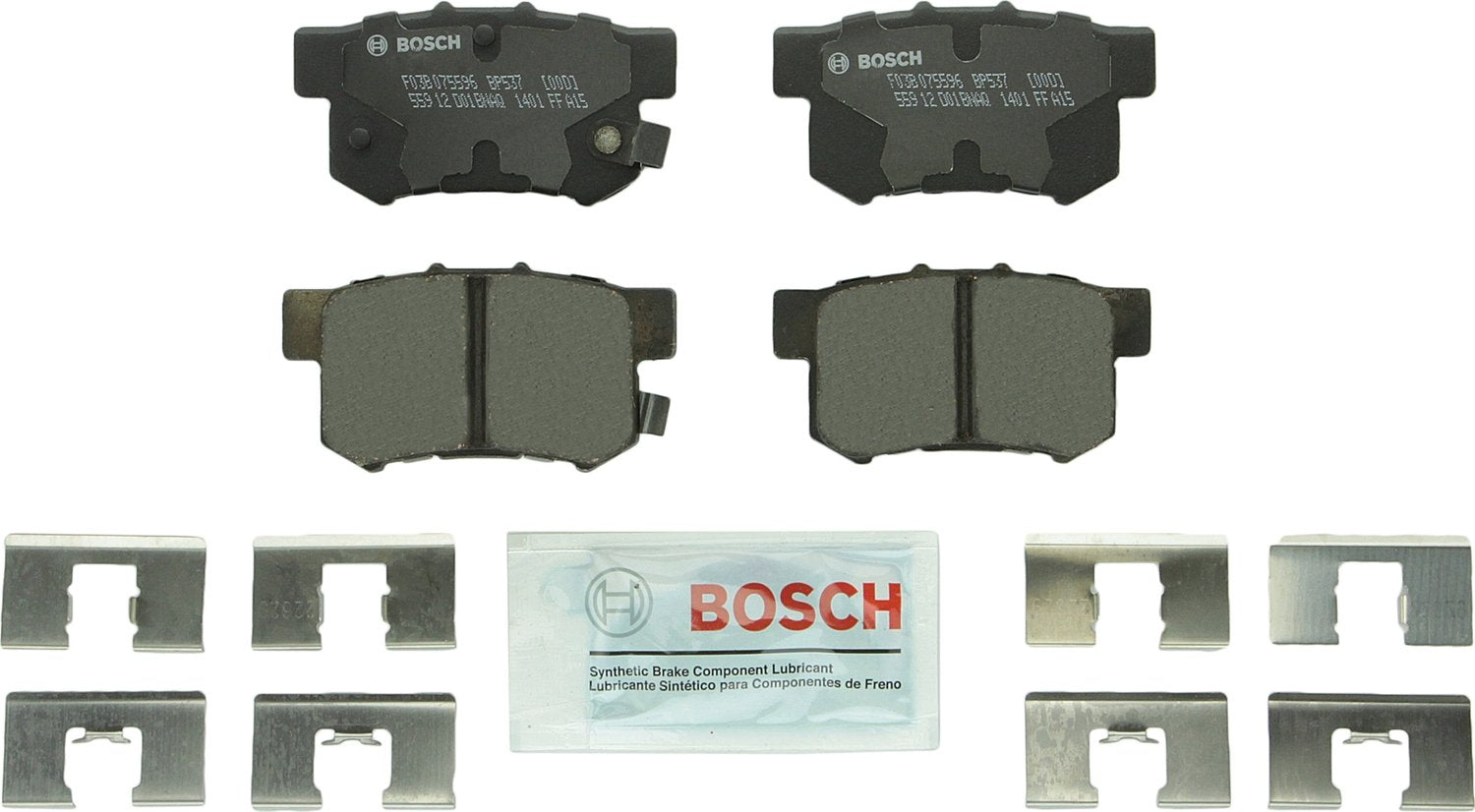 Bosch Bp537 Quietcast Premium Organic Disc Brake Pad Set - Compatible With Select Acura Cl, Csx, Ilx, Legend, Rsx, Tl, Tsx, Vigor; Honda Accord, Civic, Cr-Z, Prelude, S2000; Suzuki Kizashi, Sx4; Rear