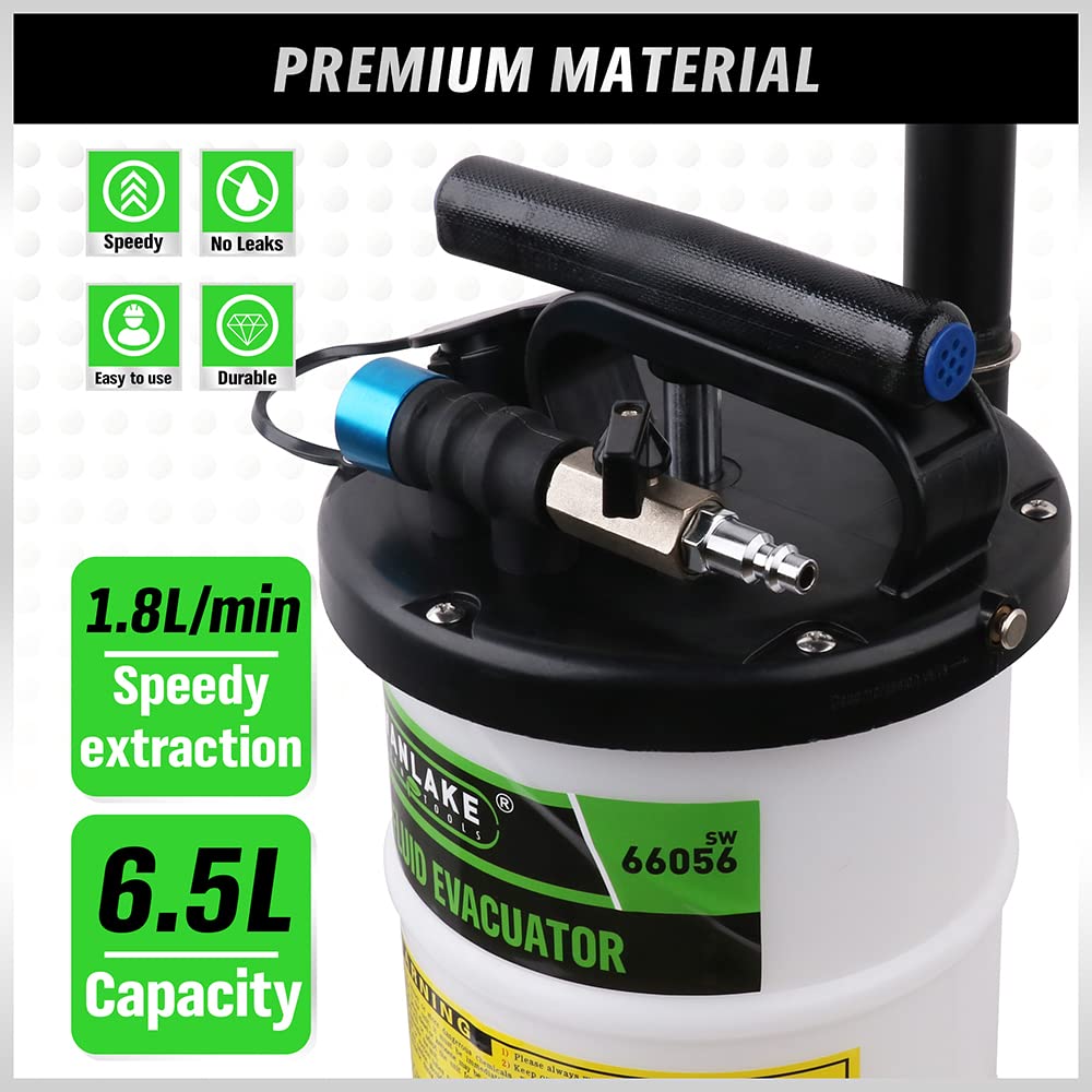 SWANLAKE 6.5L Pneumatic/Manual Fluid Extractor Pump - Oil Changer & Vacuum Fluid Change Tool for Efficient Oil Changes
