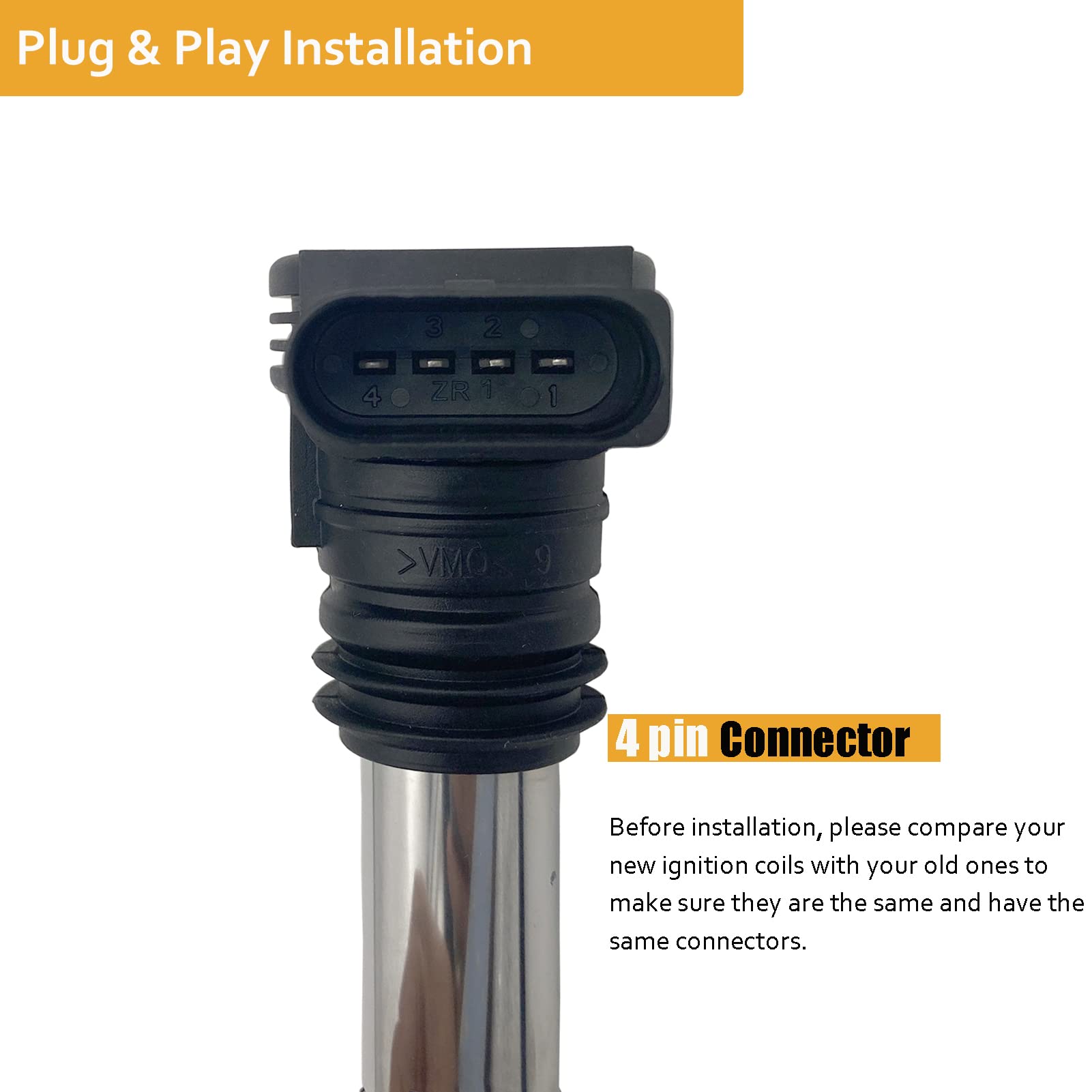 Npauto Ignition Coil Pack Compatible With 1.8 1.8T Audi A4 A6 Tt Turbo Quattro, Vw Beetle Golf Jetta Passat 2001 2002 2003 2004 2005 2006, Set Of 4