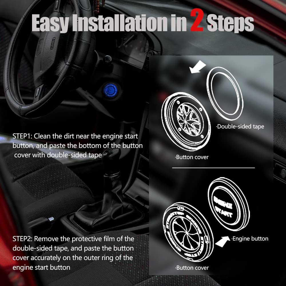 Tybasthe Rotary Push Start Button Cover, Car Accessories Engine Start Stop Button Cover, Car Stickers Interior Decor, Motorcycle