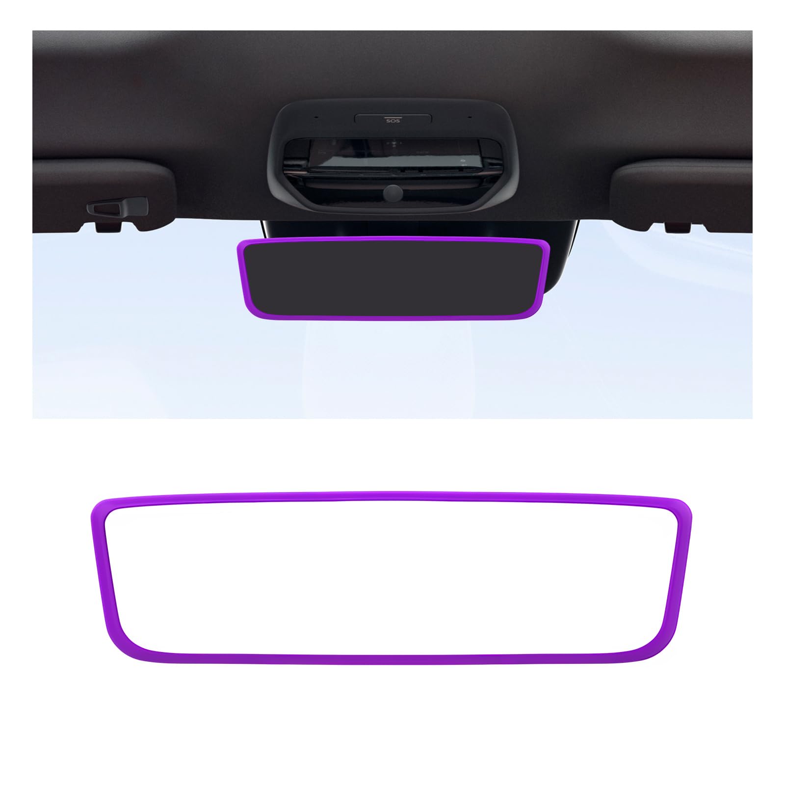 Suvnie Car Rear View Mirror Protector Frame, Silicone Auto Rearview Edge Protective Cover Compatible With Model 3 Y, Car Interio