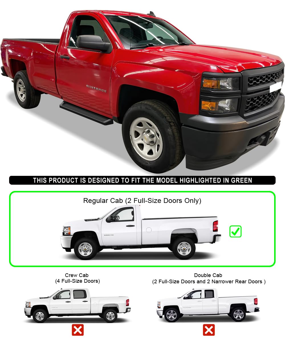 APS Running Boards (Nerf Bars Steps) Compatible with Chevy Silverado GMC Sierra 2007-2018 Regular Cab & 2500 3500 HD 2019 (Exclu