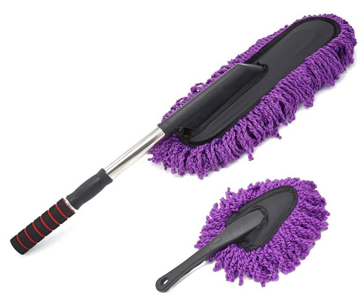 Bargain Crusader Removable Telescopic Car Wax Drag Nano Fiber Car Wash Brush Car Dusting Tool Car Mop Wax Duster Exterior Interi