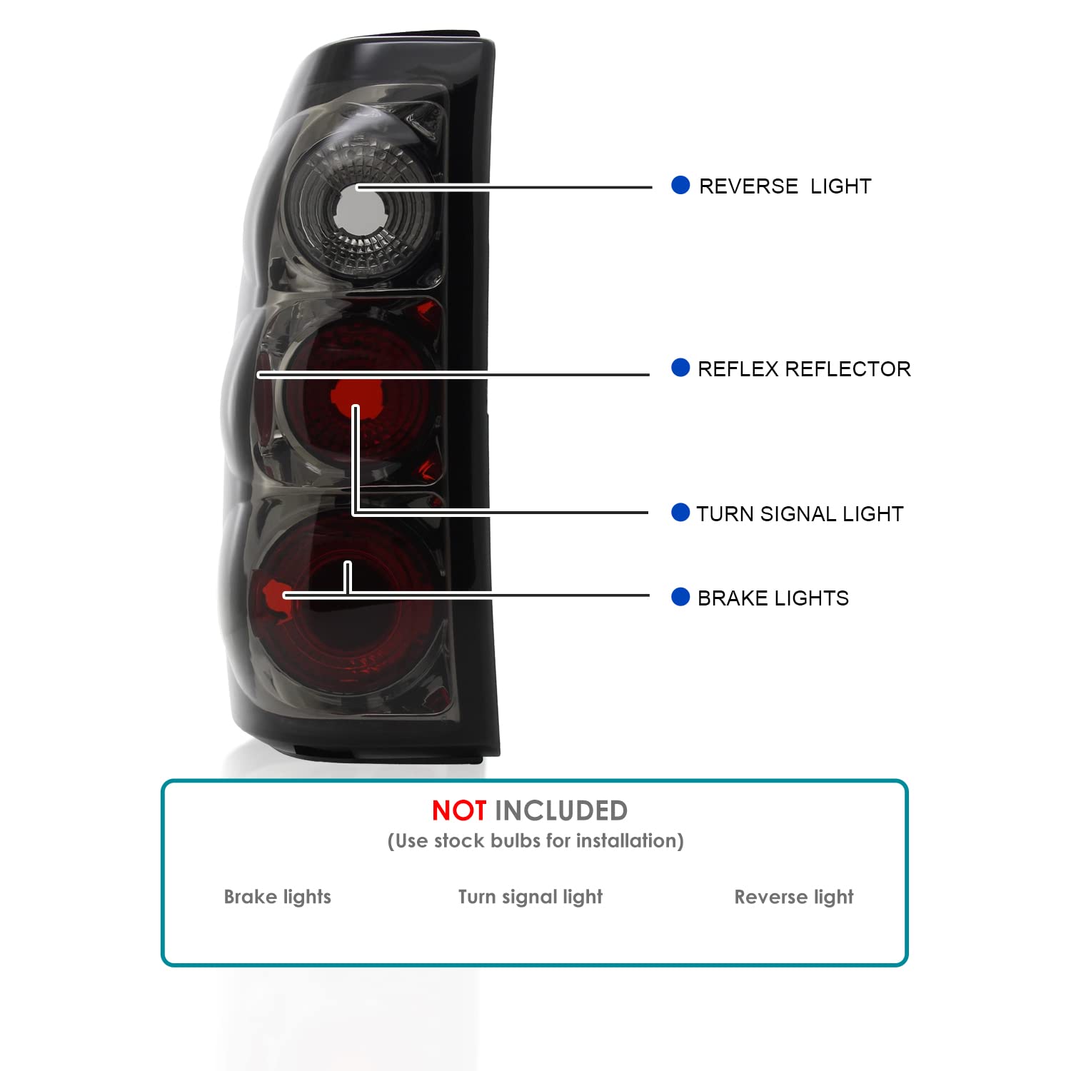 Spec-D Tuning Smoke Lens Tail Lights Compatible With 2003-2006 Chevy Silverado 1500/1500Hd/2500/2500Hd, 2004-2006 Chevy Silverado 3500, 2007 Chevy Silverado Classic, Left + Right Pair Assembly
