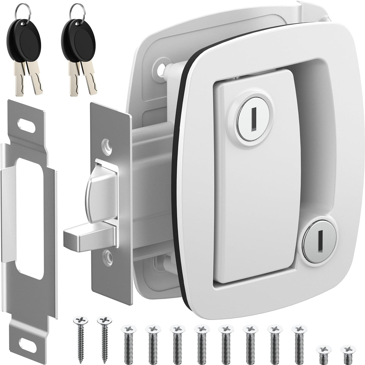 WELLUCK RV Entry Door Lock with Paddle Deadbolt, Camper Door Latch Handle, RV Door Lock Replacement Kit Secure for Camper Horse 