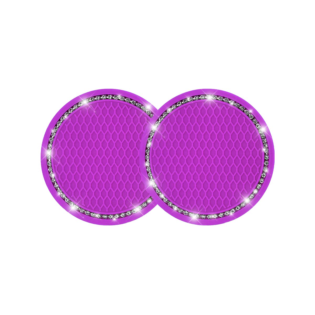 2 Pack Car Bling Cup Holder Coaster, 2.75 Inch Crystal Rhinestone Car Cup Holder Insert Coaster,Universal For Cars, Vehicles, Suvs, Car Interior Accessories For Women And Men (Purple)