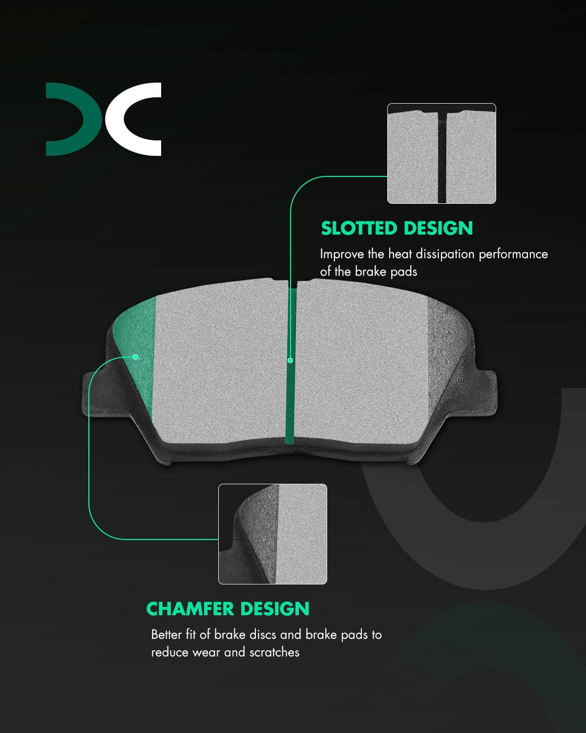 Scitoo Front Disc Brake Pad Set 4Pcs W/Hardware Fit For Hyundai For Santa Fe Sport 2017-2018,For Kia For Sorento 2016-2020