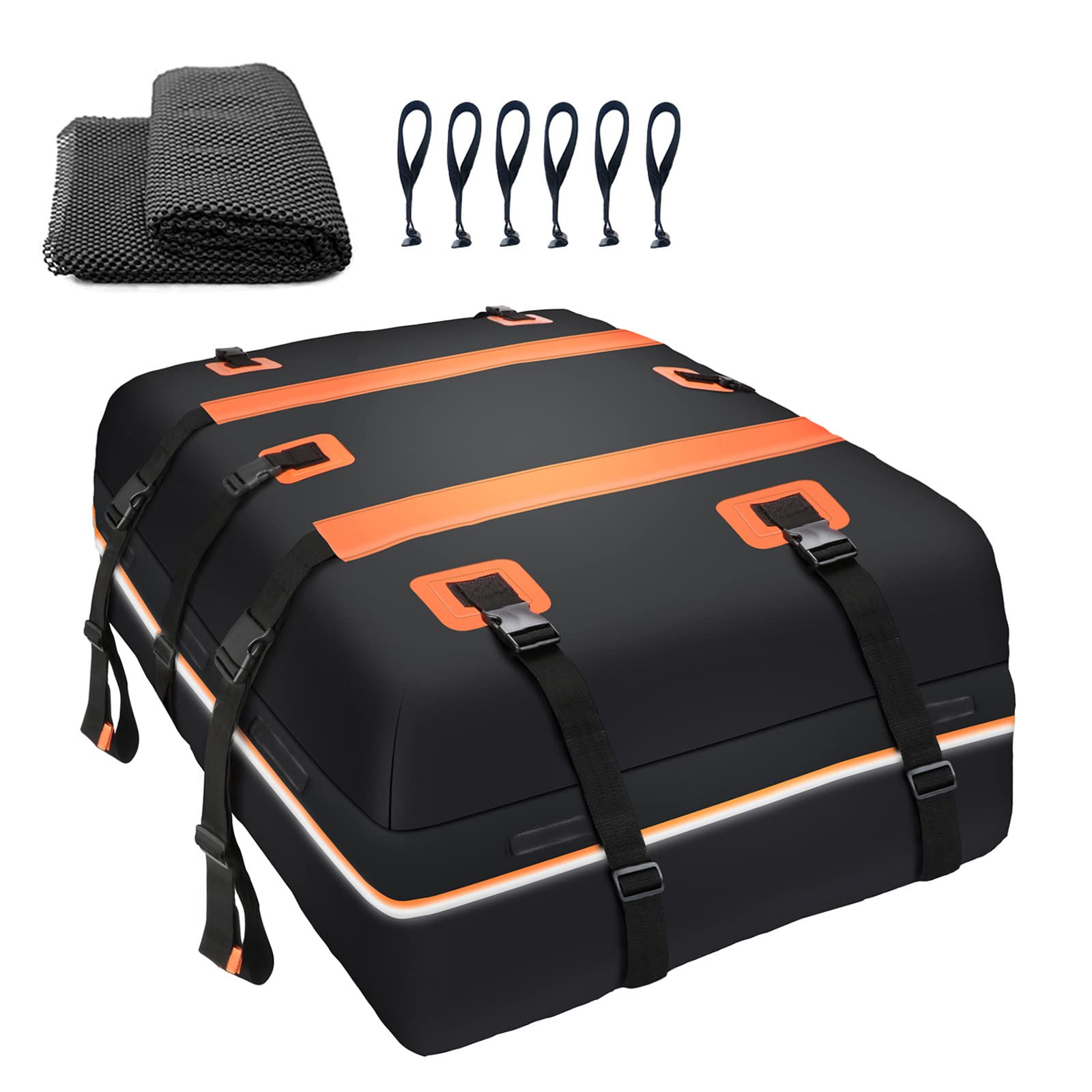 Rooftop Cargo Carrier Bag Waterproof 20 Cubic Car Roof Bag Cargo Carrier All Cars with/Without Rack Includes Anti-Slip Mat 10 Re