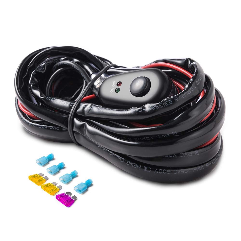 Mictuning Led Light Bar Wiring Harness Off Road Power 40A Relay Fuse On-Off Switch (2 Lead)