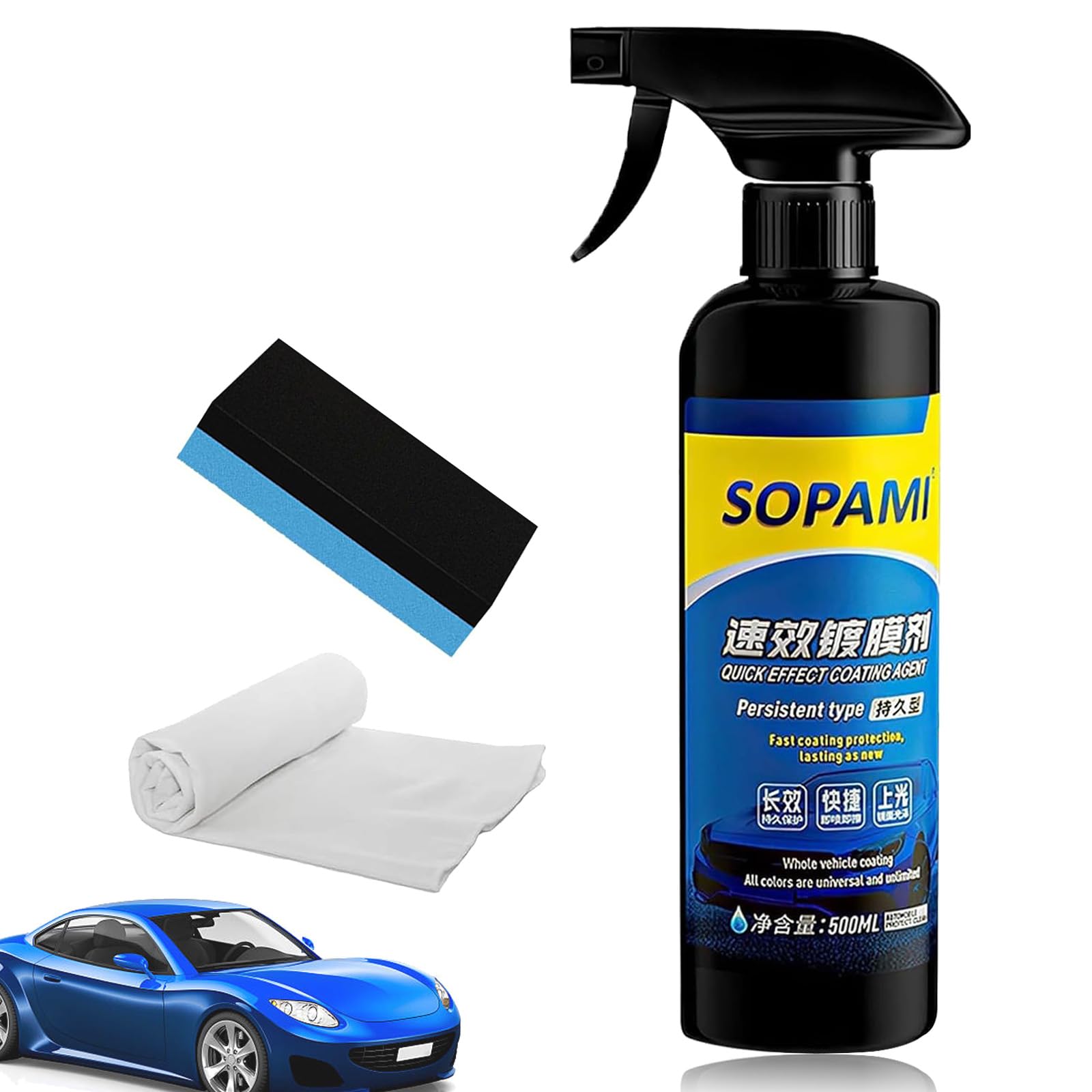 Car Coating Spray, Quick Effect Coating Agent, Quickly Coat Car Wax, Car Scratch Wax Polish Spray Waterless Wash, Easy to Use