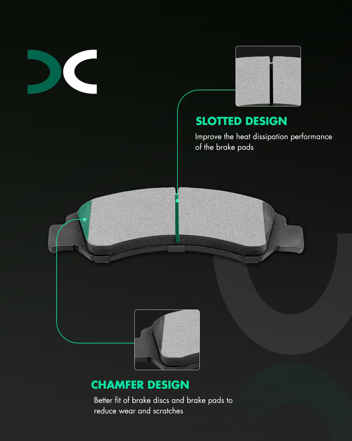 Scitoo D1363 D1194 Front Rear Semi-Metal Brake Pads Sets Fit For Cadillac Escalade,For Chevy Avalanche/Silverado 1500 / Suburban