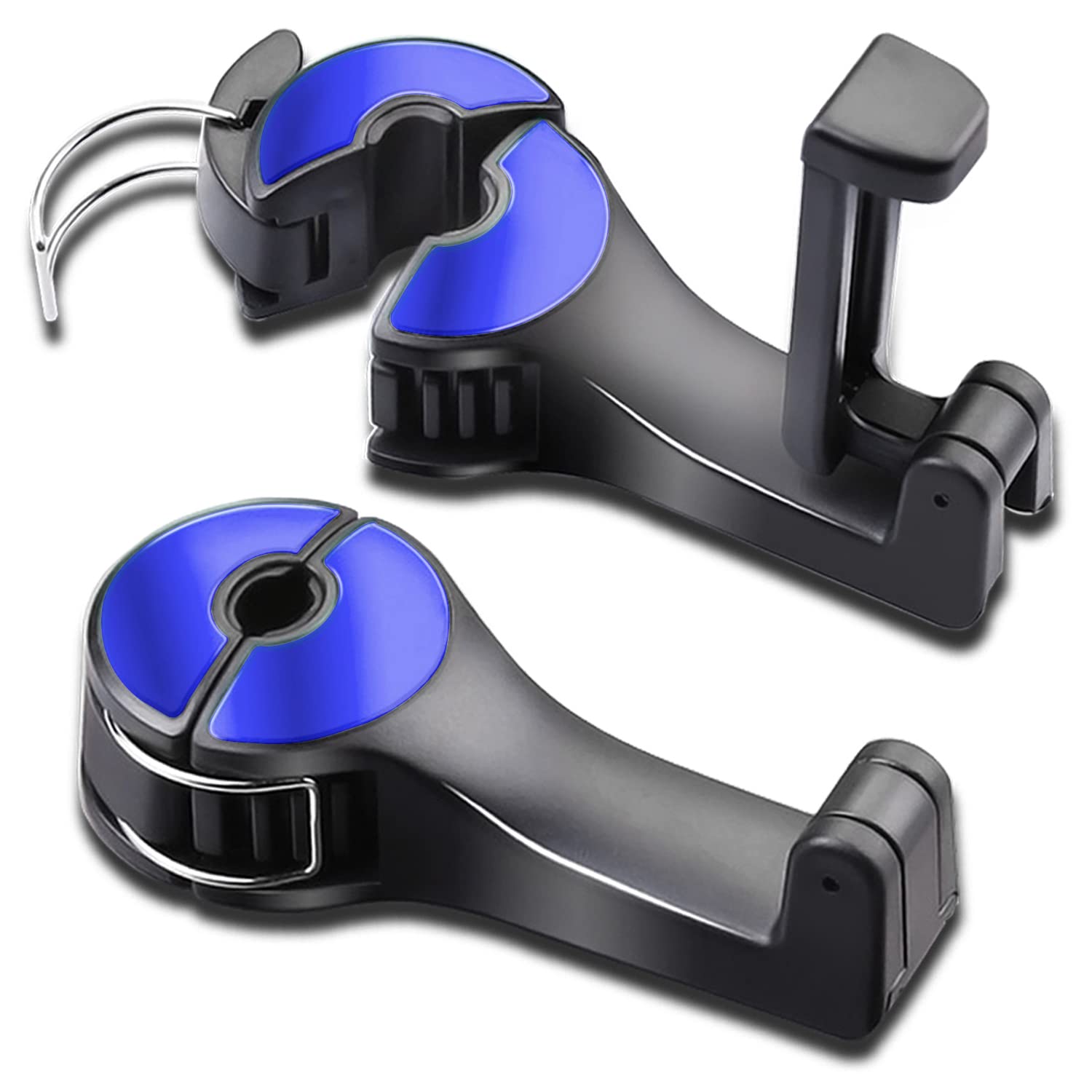 Scovvord Car Headrest Hidden Hook With Phone Holder, Car Seat Hooks For Purses And Bags, Universal 360 Rotation Headrest Hooks P