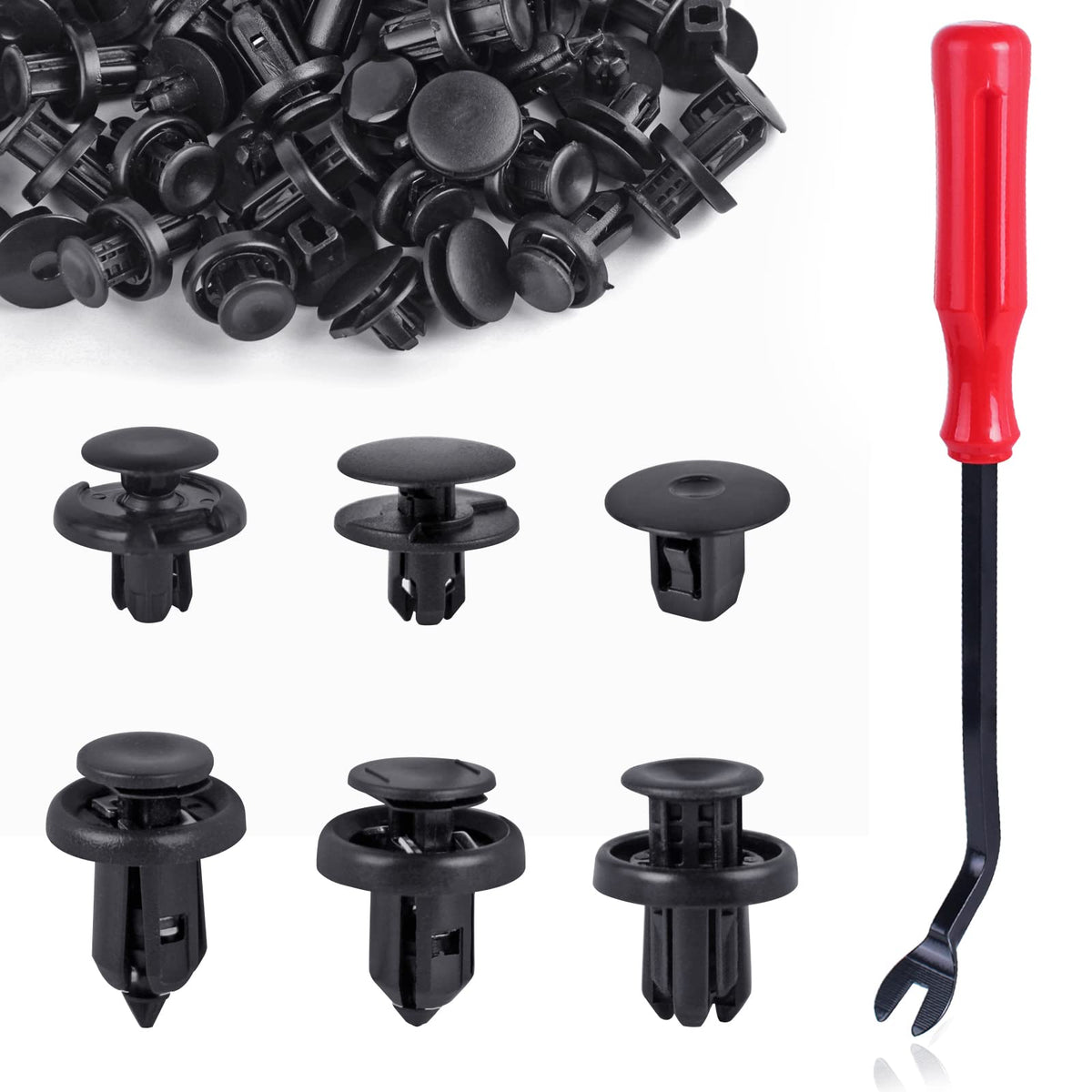 Xislet 6 in 1 Fender Liner Retainer Clips 90682-SEA-003, Front Bumper Fastener 91512-SX0-003, Push-Type Plastic Rivet 91505-S9A-