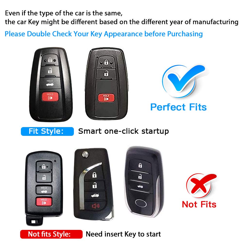 Qbuc For Toyota Key Fob Cover With Keychain Tpu Suitable For 2018-2022 Toyota Camry Rav4 Avalon C-Hr Corolla Highlander Gt86 (Style 1-Pink)