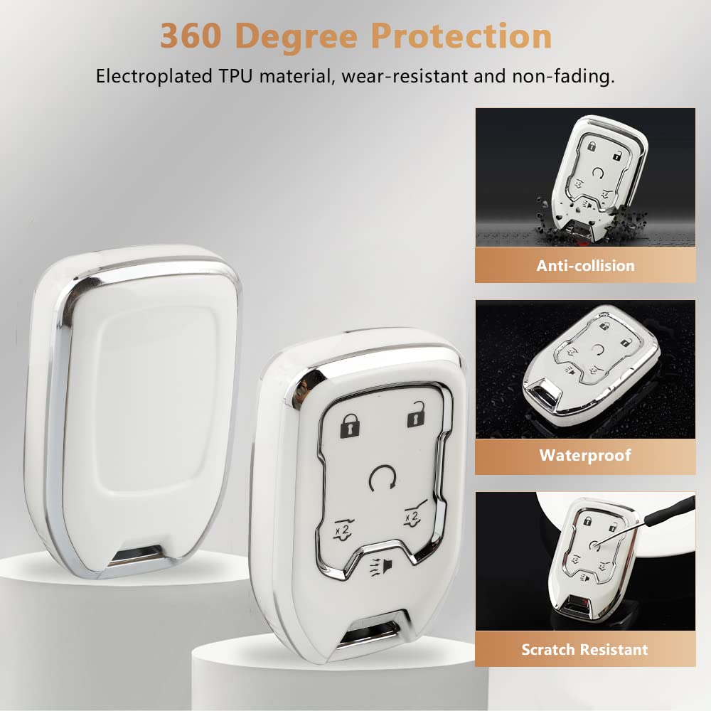 Pifoog Key Cover For Chevy Tpu Soft Car Keys Shell Protector With Glittering Car Keychain Accessories For Chevrolet Suburban Tah