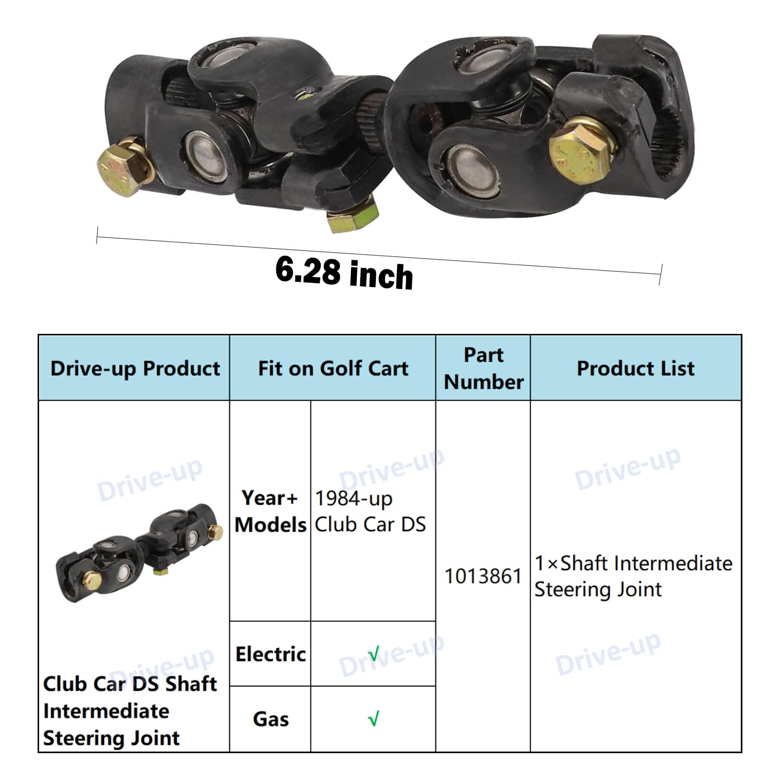Drive-Up Club Car Ds Steering Joint, Steering Joint For Club Car Ds 1984-Up Golf Carts, Golf Cart Shaft Intermediate Steering Join Oem 1013861