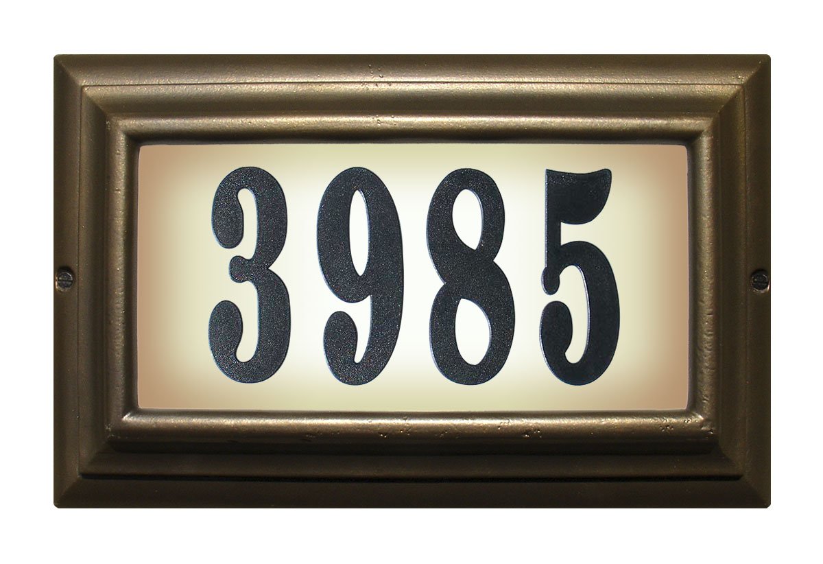 Qualarc LTL-1301-ORB-PN Not Applicable Edgewood Rust Free Cast Aluminum Rectangular Large Lighted Address Plaque with 4 inch Black Polymer Numbers